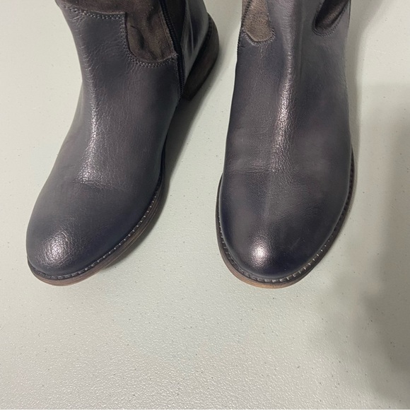 Roan Natty Burnished Riding Boots Leather Women 8.5 Gray/Brown Tall Lace Calf - Picture 4 of 12